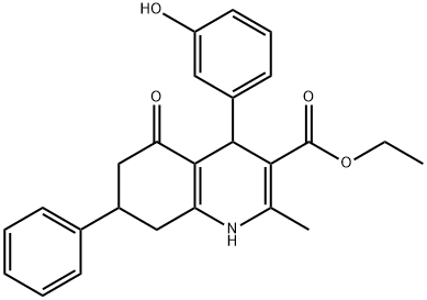 ethyl 4-(3-hydroxyphenyl)-2-methyl-5-oxo-7-phenyl-1,4,5,6,7,8-hexahydroquinoline-3-carboxylate Structural