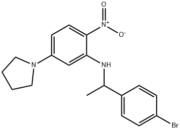 N-[1-(4-bromophenyl)ethyl]-2-nitro-5-(pyrrolidin-1-yl)aniline Structural