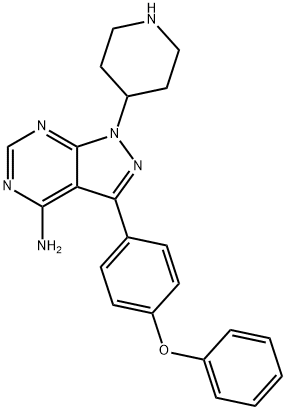 3-(4-Phenoxyphenyl)-1-(4-piperidinyl)-1H-pyrazolo[3,4-d]pyrimidin-4-amine Structural