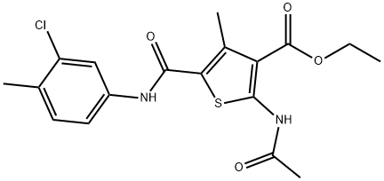 ethyl 2-(acetylamino)-5-[(3-chloro-4-methylphenyl)carbamoyl]-4-methylthiophene-3-carboxylate Structural