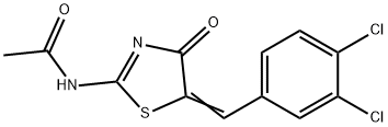 N-[(2E,5Z)-5-(3,4-dichlorobenzylidene)-4-oxo-1,3-thiazolidin-2-ylidene]acetamide Structural