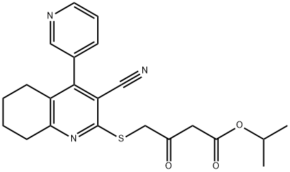 propan-2-yl 4-{[3-cyano-4-(pyridin-3-yl)-5,6,7,8-tetrahydroquinolin-2-yl]sulfanyl}-3-oxobutanoate Structural