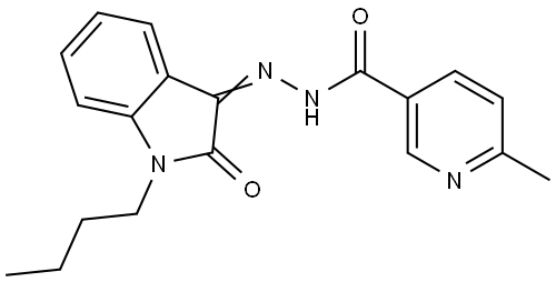 N-[(E)-(1-butyl-2-oxoindol-3-ylidene)amino]-6-methylpyridine-3-carboxamide Structural