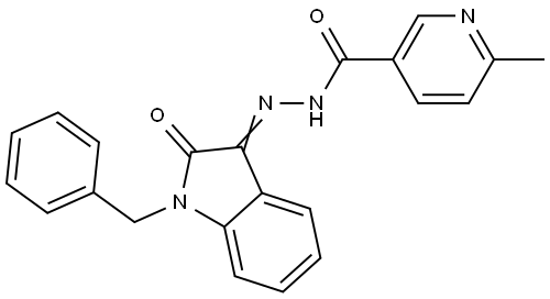 N'-[(3E)-1-benzyl-2-oxo-1,2-dihydro-3H-indol-3-ylidene]-6-methylpyridine-3-carbohydrazide Structural