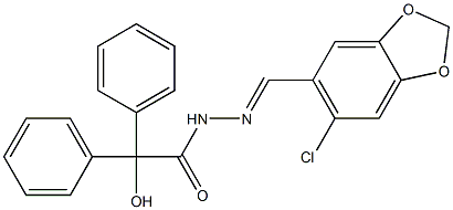 N'-[(E)-(6-chloro-1,3-benzodioxol-5-yl)methylidene]-2-hydroxy-2,2-diphenylacetohydrazide Structural