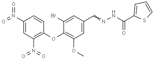 N'-{(E)-[3-bromo-4-(2,4-dinitrophenoxy)-5-methoxyphenyl]methylidene}thiophene-2-carbohydrazide Structural