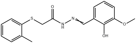 o-Tolylsulfanyl-acetic acid (2-hydroxy-3-methoxy-benzylidene)-hydrazide Structural