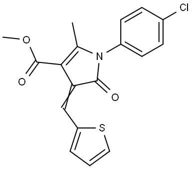 methyl (4Z)-1-(4-chlorophenyl)-2-methyl-5-oxo-4-(thiophen-2-ylmethylidene)pyrrole-3-carboxylate Structural