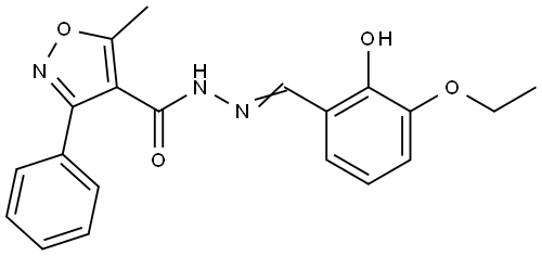 N'-[(E)-(3-ethoxy-2-hydroxyphenyl)methylidene]-5-methyl-3-phenyl-1,2-oxazole-4-carbohydrazide Structural