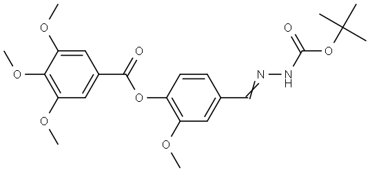 tert-butyl (2E)-2-(3-methoxy-4-{[(3,4,5-trimethoxyphenyl)carbonyl]oxy}benzylidene)hydrazinecarboxylate Structural