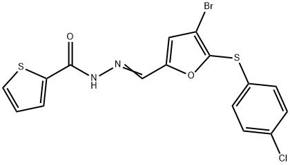 N'-[(E)-{4-bromo-5-[(4-chlorophenyl)sulfanyl]furan-2-yl}methylidene]thiophene-2-carbohydrazide Structural