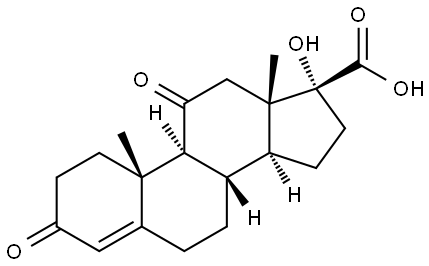 Androst-4-ene-17-carboxylicacid, 17-hydroxy-3,11-dioxo-, (17a)- (9CI) Structural