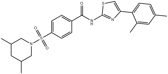 N-(4-(2,4-dimethylphenyl)thiazol-2-yl)-4-((3,5-dimethylpiperidin-1-yl)sulfonyl)benzamide Structural