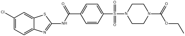 ethyl 4-((4-((6-chlorobenzo[d]thiazol-2-yl)carbamoyl)phenyl)sulfonyl)piperazine-1-carboxylate Structural