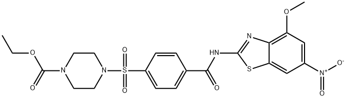 ethyl 4-((4-((4-methoxy-6-nitrobenzo[d]thiazol-2-yl)carbamoyl)phenyl)sulfonyl)piperazine-1-carboxylate Structural