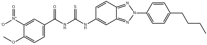 N-{[2-(4-butylphenyl)-2H-benzotriazol-5-yl]carbamothioyl}-4-methoxy-3-nitrobenzamide Structural