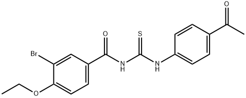 N-[(4-acetylphenyl)carbamothioyl]-3-bromo-4-ethoxybenzamide Structural