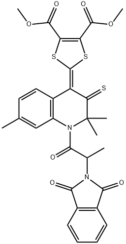 dimethyl 2-{1-[2-(1,3-dioxo-1,3-dihydro-2H-isoindol-2-yl)propanoyl]-2,2,7-trimethyl-3-thioxo-2,3-dihydroquinolin-4(1H)-ylidene}-1,3-dithiole-4,5-dicarboxylate Structural