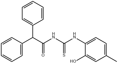 N-[(2-hydroxy-4-methylphenyl)carbamothioyl]-2,2-diphenylacetamide Structural