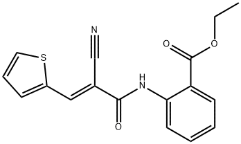 ethyl (E)-2-(2-cyano-3-(thiophen-2-yl)acrylamido)benzoate Structural
