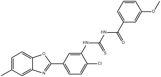 N-[[2-chloro-5-(5-methyl-1,3-benzoxazol-2-yl)phenyl]carbamothioyl]-3-methoxybenzamide Structural