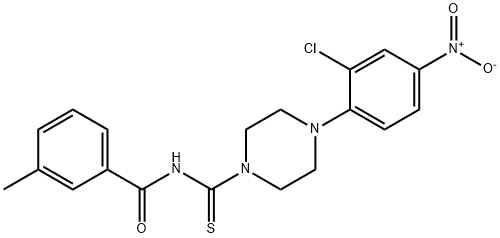 N-[4-(2-chloro-4-nitrophenyl)piperazine-1-carbothioyl]-3-methylbenzamide Structural