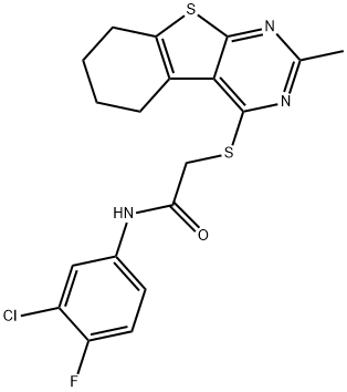 N-(3-chloro-4-fluorophenyl)-2-((2-methyl-5,6,7,8-tetrahydrobenzo[4,5]thieno[2,3-d]pyrimidin-4-yl)thio)acetamide Structural