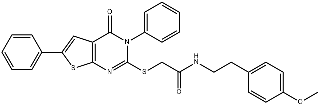N-(4-methoxyphenethyl)-2-((4-oxo-3,6-diphenyl-3,4-dihydrothieno[2,3-d]pyrimidin-2-yl)thio)acetamide Structural