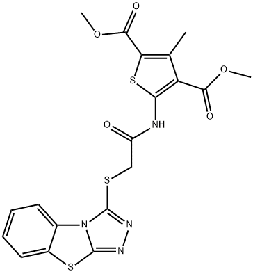 dimethyl 5-(2-(benzo[4,5]thiazolo[2,3-c][1,2,4]triazol-3-ylthio)acetamido)-3-methylthiophene-2,4-dicarboxylate Structural