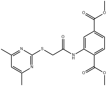 dimethyl 2-({[(4,6-dimethyl-2-pyrimidinyl)sulfanyl]acetyl}amino)terephthalate Structural
