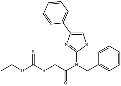 S-{2-[benzyl(4-phenyl-1,3-thiazol-2-yl)amino]-2-oxoethyl} O-ethyl carbonodithioate Structural