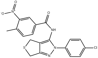 N-(2-(4-chlorophenyl)-2,6-dihydro-4H-thieno[3,4-c]pyrazol-3-yl)-4-methyl-3-nitrobenzamide Structural
