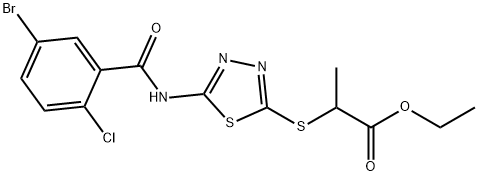 ethyl 2-((5-(5-bromo-2-chlorobenzamido)-1,3,4-thiadiazol-2-yl)thio)propanoate Structural