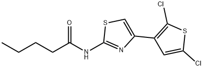 N-(4-(2,5-dichlorothiophen-3-yl)thiazol-2-yl)pentanamide Structural