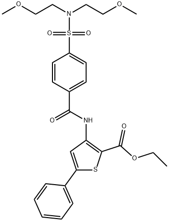 ethyl 3-(4-(N,N-bis(2-methoxyethyl)sulfamoyl)benzamido)-5-phenylthiophene-2-carboxylate Structural