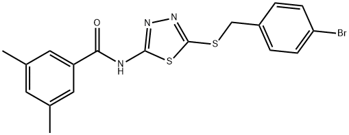 N-(5-((4-bromobenzyl)thio)-1,3,4-thiadiazol-2-yl)-3,5-dimethylbenzamide Structural