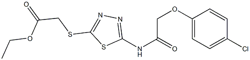 ethyl 2-((5-(2-(4-chlorophenoxy)acetamido)-1,3,4-thiadiazol-2-yl)thio)acetate Structural