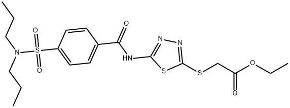ethyl 2-((5-(4-(N,N-dipropylsulfamoyl)benzamido)-1,3,4-thiadiazol-2-yl)thio)acetate Structural