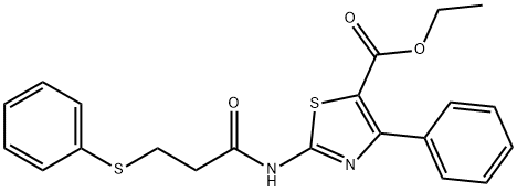 ethyl 4-phenyl-2-(3-(phenylthio)propanamido)thiazole-5-carboxylate Structural