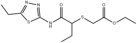ethyl 2-((1-((5-ethyl-1,3,4-thiadiazol-2-yl)amino)-1-oxobutan-2-yl)thio)acetate Structural