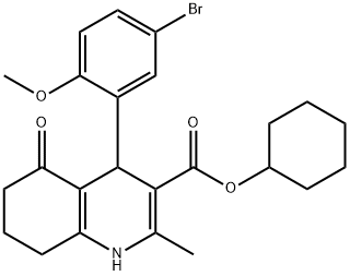 cyclohexyl 4-(5-bromo-2-methoxyphenyl)-2-methyl-5-oxo-1,4,5,6,7,8-hexahydroquinoline-3-carboxylate Structural