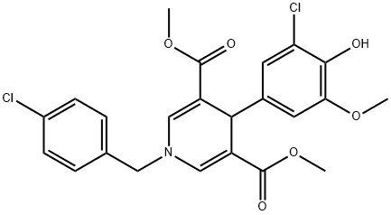 dimethyl 1-(4-chlorobenzyl)-4-(3-chloro-4-hydroxy-5-methoxyphenyl)-1,4-dihydropyridine-3,5-dicarboxylate Structural