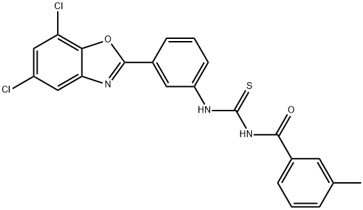 N-{[3-(5,7-dichloro-1,3-benzoxazol-2-yl)phenyl]carbamothioyl}-3-methylbenzamide Structural