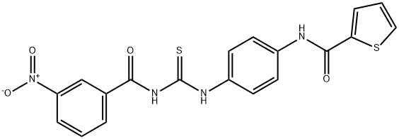 N-[4-({[(3-nitrophenyl)carbonyl]carbamothioyl}amino)phenyl]thiophene-2-carboxamide Structural