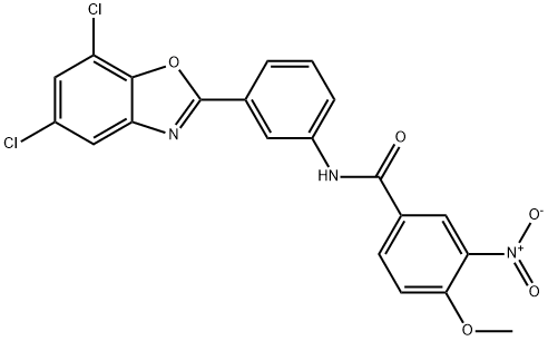 N-[3-(5,7-dichloro-1,3-benzoxazol-2-yl)phenyl]-4-methoxy-3-nitrobenzamide Structural