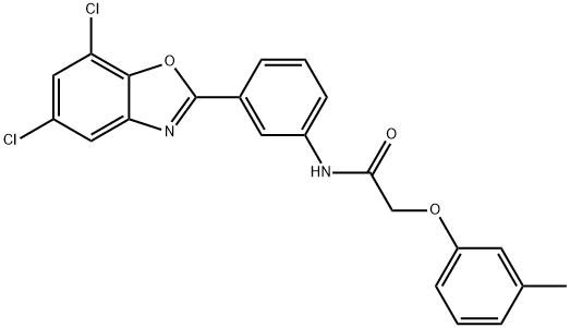 N-[3-(5,7-dichloro-1,3-benzoxazol-2-yl)phenyl]-2-(3-methylphenoxy)acetamide Structural
