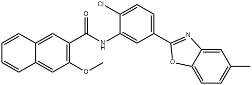N-[2-chloro-5-(5-methyl-1,3-benzoxazol-2-yl)phenyl]-3-methoxynaphthalene-2-carboxamide Structural