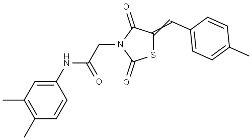 N-(3,4-dimethylphenyl)-2-[(5E)-5-(4-methylbenzylidene)-2,4-dioxo-1,3-thiazolidin-3-yl]acetamide Structural