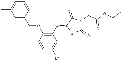 ethyl [(5Z)-5-{5-bromo-2-[(3-methylbenzyl)oxy]benzylidene}-2,4-dioxo-1,3-thiazolidin-3-yl]acetate Structural