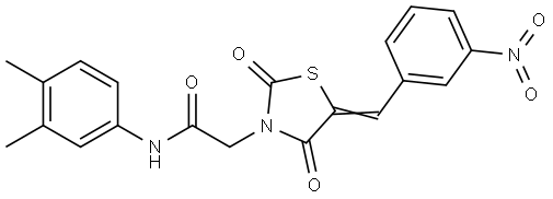 N-(3,4-dimethylphenyl)-2-[(5E)-5-(3-nitrobenzylidene)-2,4-dioxo-1,3-thiazolidin-3-yl]acetamide Structural